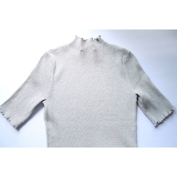 3.1 Phillip Lim Short Sleeve Metallic Top Ivory Size Small - Picture 9 of 9